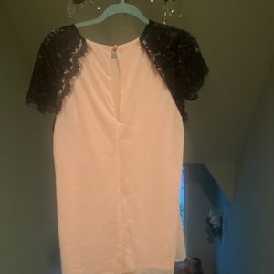 Pink with black lace mini dress size small